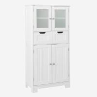 Armario Suelo de Baño, Mueble de Baño con Estantes Ajustables, Mueble de Almacenaje con Cajones y Doble Puerta, Mueble Lateral Multifuncional para Cocina (Gris) - details 13