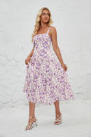 Vestido midi de satén con tirantes finos para mujer, abertura frontal, hueco - details 14