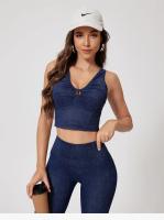 Nueva camiseta interior deportiva de mezclilla Sexy para mujer, sujetador hueco sin sentido para correr, sujetador antigolpes para gimnasio, ropa interior deportiva de secado rápido para Yoga en la espalda para mujer - details 4