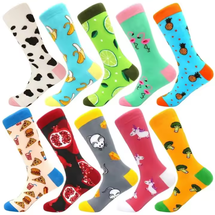 Calcetines de algodón peinado para hombre y mujer, medias divertidas informales, a la moda, 10 pares - 1