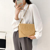 Bolso cruzado de hombro tejido de paja para mujer, bolso de mano de playa, bolsos de sobre hechos a mano informales de verano - details 10