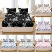 Juego De Sábanas Ajustables De 3 Piezas, Juego De Cama Con Estampado De Mármol Transpirable, Suave Y Cómodo - details 2
