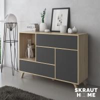 Mueble de Comedor Elegante Estilo Wind Madera Resistente Blanco/Cemento Longitud de 86x120x40cm - details 39