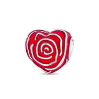 Colgante con cuentas de plata de ley 925, rosa roja, corazón amoroso, pulsera Original para fabricación de joyas, regalo del Día de San Valentín - details 0