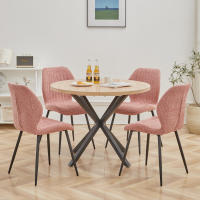 Mesa redonda nórdica de madera maciza con tapa de madera y marco de acero, mesas de centro, sala de estar, oficina, muebles para el hogar, 100CM - details 7