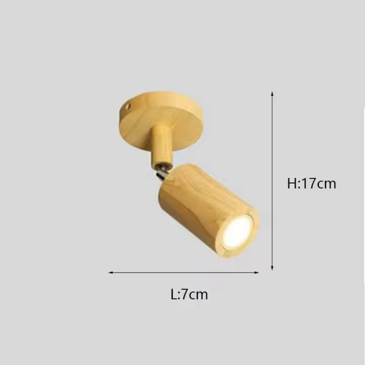 Lámpara de techo LED de madera para dormitorio, pasillo, balcón, pista, accesorio de luz, candelabro largo con foco - 1