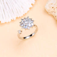 Anillo giratorio de flor de molino de viento con copos de nieve de circonio de cristal a la moda para mujeres y niñas, joyería para fiesta, regalo antiestrés - details 14