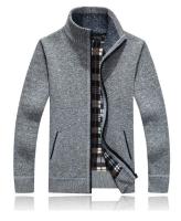 Chaqueta de Punto para Hombres en Invierno Cuello Abierto, Manga Larga, Forro de Lana, Ropa Casual de Color Sólido - details 5