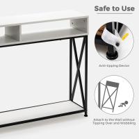 Mesa de Consola Industrial de 3 Niveles Estrecha Rectangular con 2 Cubos Abiertos y 1 Estante Inferior Estructura de Metal 120 x 23 x 79 cm Para Sala de Estar y Dormitorio - details 5