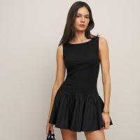 Y24DS283 Ropa de Mujer Vestido de Verano Nuevo Color Sólido Sin Mangas con Parches - details 0