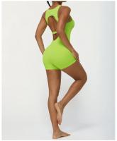 Traje de Yoga de Color sólido para mujer, traje deportivo sin costuras con espalda alta y realce de cadera, ropa deportiva transpirable de secado rápido para exteriores - details 1