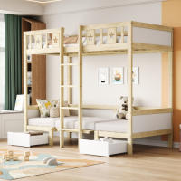 Cama de Alma de Madera 200*90 cm 2 en 1 Cama-Escritorio Autoconstruida, Tres Cajones Grandes - details 12