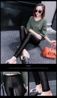 Leggings gruesos de otoño e invierno, pantalones ajustados lisos a la moda, mallas cálidas de lana para mujer, mallas informales negras brillantes de cintura alta - details 1