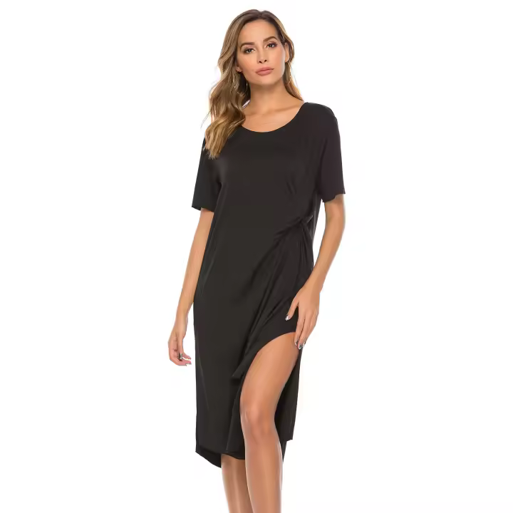 NOVEDAD DE VERANO 2025, vestido holgado de cuello redondo de Color sólido grande, ropa de mujer para ir al trabajo, superventas - 1