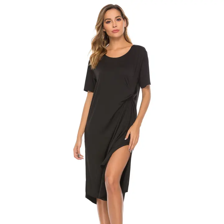 NOVEDAD DE VERANO 2025, vestido holgado de cuello redondo de Color sólido grande, ropa de mujer para ir al trabajo, superventas - 1