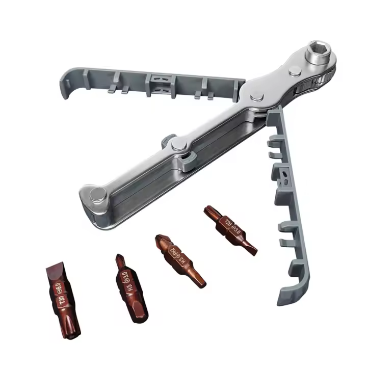 Juego de destornilladores de trinquete bidireccionales multifuncionales, Mango antideslizante S2, juego de destornilladores de doble propósito, herramienta - 1