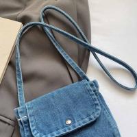 Bolso de lona vaquero informal Y2K, bolso Vintage de gran capacidad estilo callejero, bolso de compras, bolso cruzado sólido de Color sólido para mujeres y hombres - details 7
