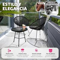 Conjunto de Exteriores de Jardín de Acero 2 Sillas y Mesa de Cristal Resistentes a la Intemperie - details 5