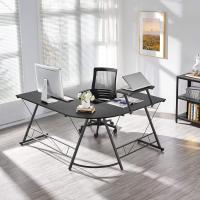 Escritorio Esquinero con Estanteria Grande 162x130x96cm Mesa Esquina Gaming Mesa para Ordenador Escritorio para Estudio Oficina Despacho Negra Metal - details 1