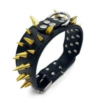 Collar de cuero con tachuelas para perro, correa de cuero adecuada para perros grandes, antimordeduras - details 19