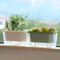 Balcón suculenta planta de autorriego maceta cuadrada de flores maceta de plástico para plantas - details 0