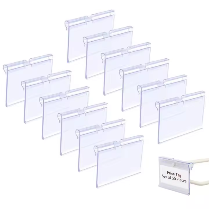 Soportes de Etiqueta de PVC Transparente 50 Pcs 60x42mm Ideal para Supermercados y Malls - 1