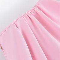 Vestido Rosa Corto de Verano Sencillez con Cuello Redondo Material de Poliéster Moda para Mujeres - details 12