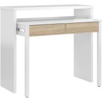 Escritorio Extensible, Mesa Estudio, Consola, Color Blanco Artik y Roble Canadiense, Medidas: 98,5 cm (Largo) x 36-70 cm (Fondo) x 87,5 cm (Alto) - details 2