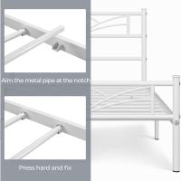 Cama Individual con Espacio Bajo Marco Metal Altura 32 cm Cama Individual con Cabecera para Colchón de 90 x 190 cm Blanco - details 7