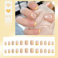 Set De 24 Uñas Postizas Cortas Estilo Francés Arte Artístico Para Manicura Extensión De Uñas Con Diseño - details 4