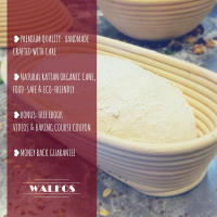 Walfos Cestas de fermentación de masa de ratán natural Cesta de prueba de pan de mimbre Baguette de campo Banneton de masa de pan francés - details 4