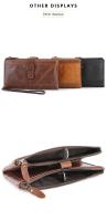 Retro cuero de vaca RFID cepillo antirrobo billetera masculina bolsa de cremallera masculina larga - details 11