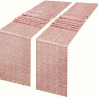 Mantel de Mesa de Brillo con Lentejuelas de Rosa Dorada 2pcs, Color Sólido, Malla Delgada de Metal, Ideal para Bodas, Despedidas de Soltera, Fiestas de Cumpleaños - details 1