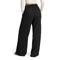 Pantalones anchos de mujer estilo casual cintura alta algodón y poliéster tela batik elástica de alta elasticidad - details 11