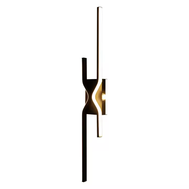 GOECO Aplique de pared estilo nórdico, color negro, 60x9x5,5 cm, luz cálida 3000K, 25W, ideal para escaleras medianas y modernas - 1