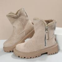 Botas de invierno de las mujeres de moda, zapatos de algodón cálidos y gruesos, forro de agarre a mitad de la pantorrilla, las mujeres de una sola pieza de invierno botas de ante tobillo - details 2