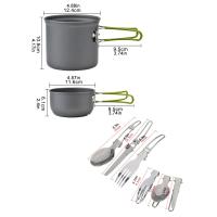 Juego de utensilios de cocina portátil para acampar al aire libre, mini hornillo de gas con cuchara, tenedor y cuchillo plegable - details 0