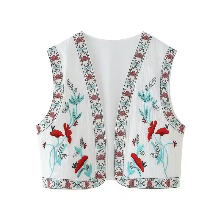 BUNO-Chaleco bordado con flores para mujer, chaleco bordado romántico multiestilo, vacaciones de verano, fecha de Picnic, novedad de 2025 - 1