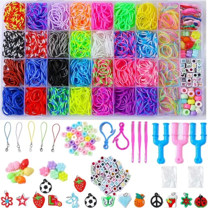 Kit de pulsera de banda de goma colorida artesanal, telar de colores, Kit de pulsera para fabricación de pulseras - 1