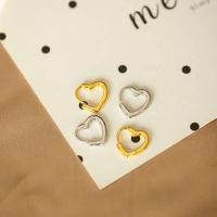 Asistente - Pendientes de plata de ley con forma de corazón, simples pero hermosos, perforaciones redondas, joyas con hebillas para las orejas - details 5