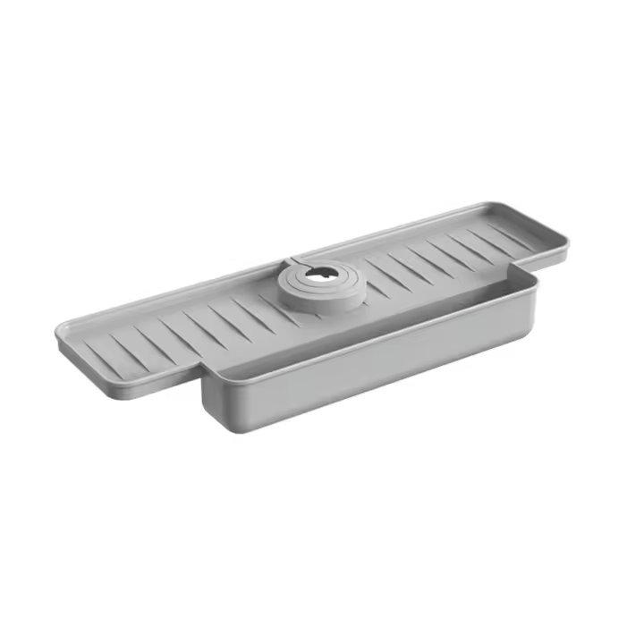 Protector contra salpicaduras de silicona para grifo de cocina, bandeja de captación de agua, gris, mejorada - 1