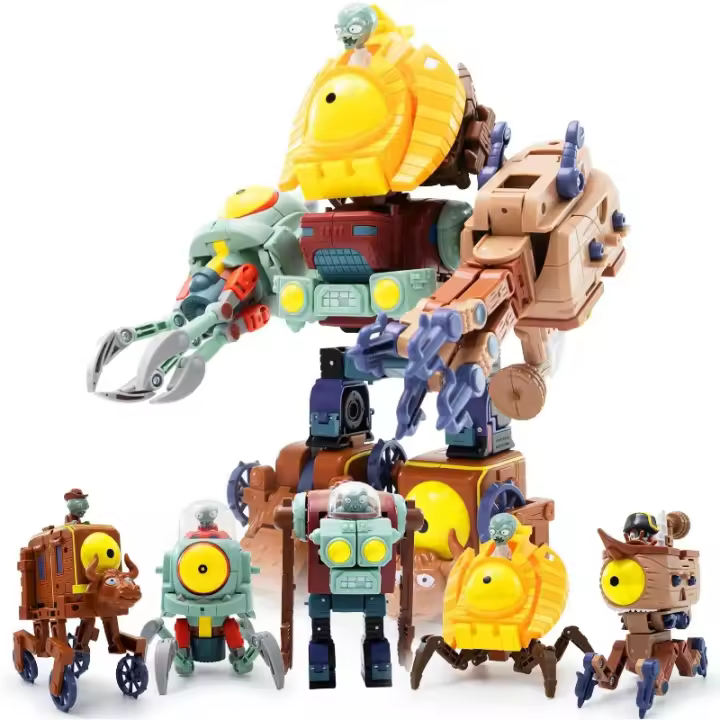 Figuras de acción 5 en 1 de Plants and zombies para niños y niñas, juguetes de ensamblaje, deformación, Robot Zombie BOSS, juego de regalo, fiesta divertida, regalos de cumpleaños, PVZ - 1