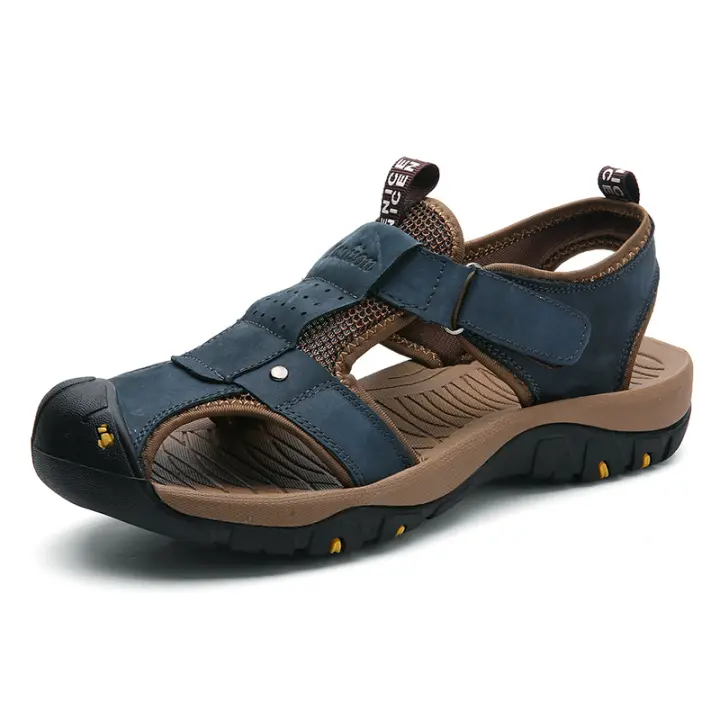 Novedad de verano, sandalias para hombre, sandalias romanas clásicas de cuero, zapatos de playa para exteriores, sandalias informales para senderismo acuático para hombre - 1