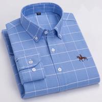 Camisas de caballo bordadas para hombre, ropa de calle de gran tamaño, 2025 algodón, Oxford, informal, manga larga, talla grande, 100% - details 13