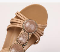 Sandalias romanas de estilo étnico bohemio para mujer, verano, nuevas sandalias retro de punta abierta con cuentas de strass para viajes - details 3