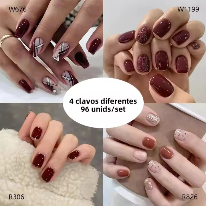 Uñas postizas francesas minimalistas 96 piezas + 4 pegamentos + 4 arcos de uñas para una apariencia profesional y duradera - 1