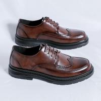 Zapatos de cuero Derby para hombres, calzado de encaje hasta pisos, Negro Sólido, Simple de negocios, fiesta, boda - details 3