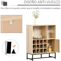 Armario de Cocina con 1 Puerta 2 Estantes Abiertos Soporte de 6 Copas de Vino 76x35x97 cm - details 5