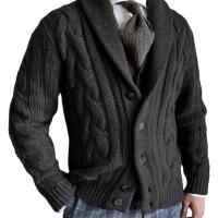 Suéter de Lana Gruesa con Tapa Abierta Chaqueta Cálida Casual para Hombres Moda en Cardigans - details 15