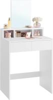 Tocador con Espejo Grande, tocador, 2 cajones, 3 Compartimentos Abiertos, tocador, Moderno, Blanco - details 7